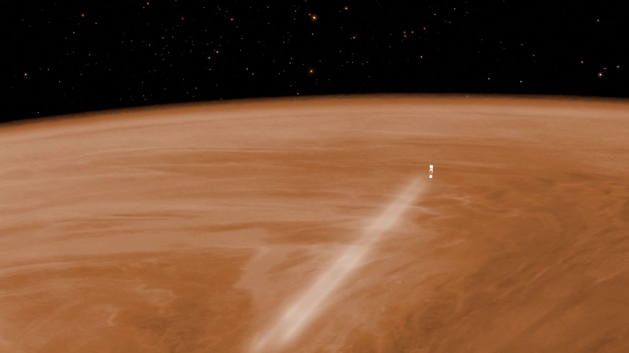 Artist’s impression of Venus Express orbiting Venus. Credit: ESA