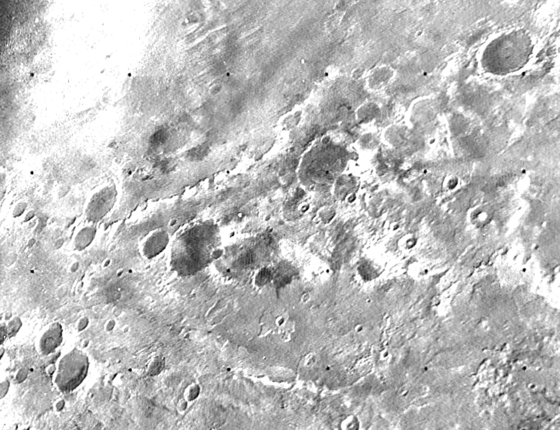 Mariner 7, following Mariner 6’s flyby on July 31, had its closest approach at a distance of 3,524 kilometers, in what was the first dual mission to a planet. By chance, both craft flew over cratered regions and missed both the giant northern volcanoes and the equatorial grand canyon that were discovered by Mariner 9. Their approach pictures did, however, show that the dark surface features long seen from Earth were not canals, as once thought in the 1800s.