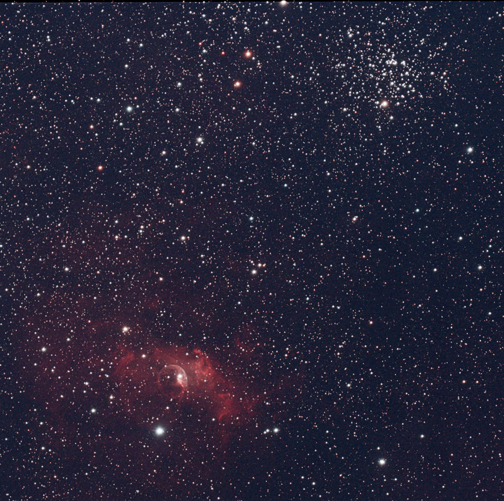 M52 and the Bubble Nebula. Credit: Mike Barrett