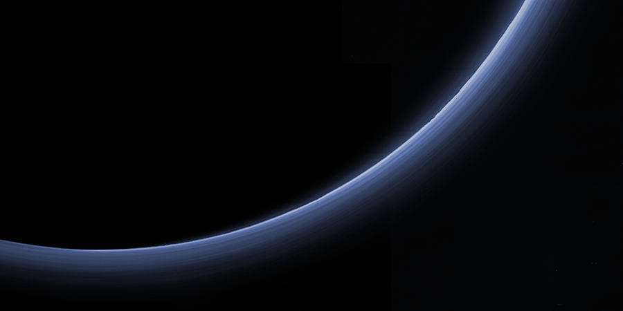 cresent image of pluto's atmosphere