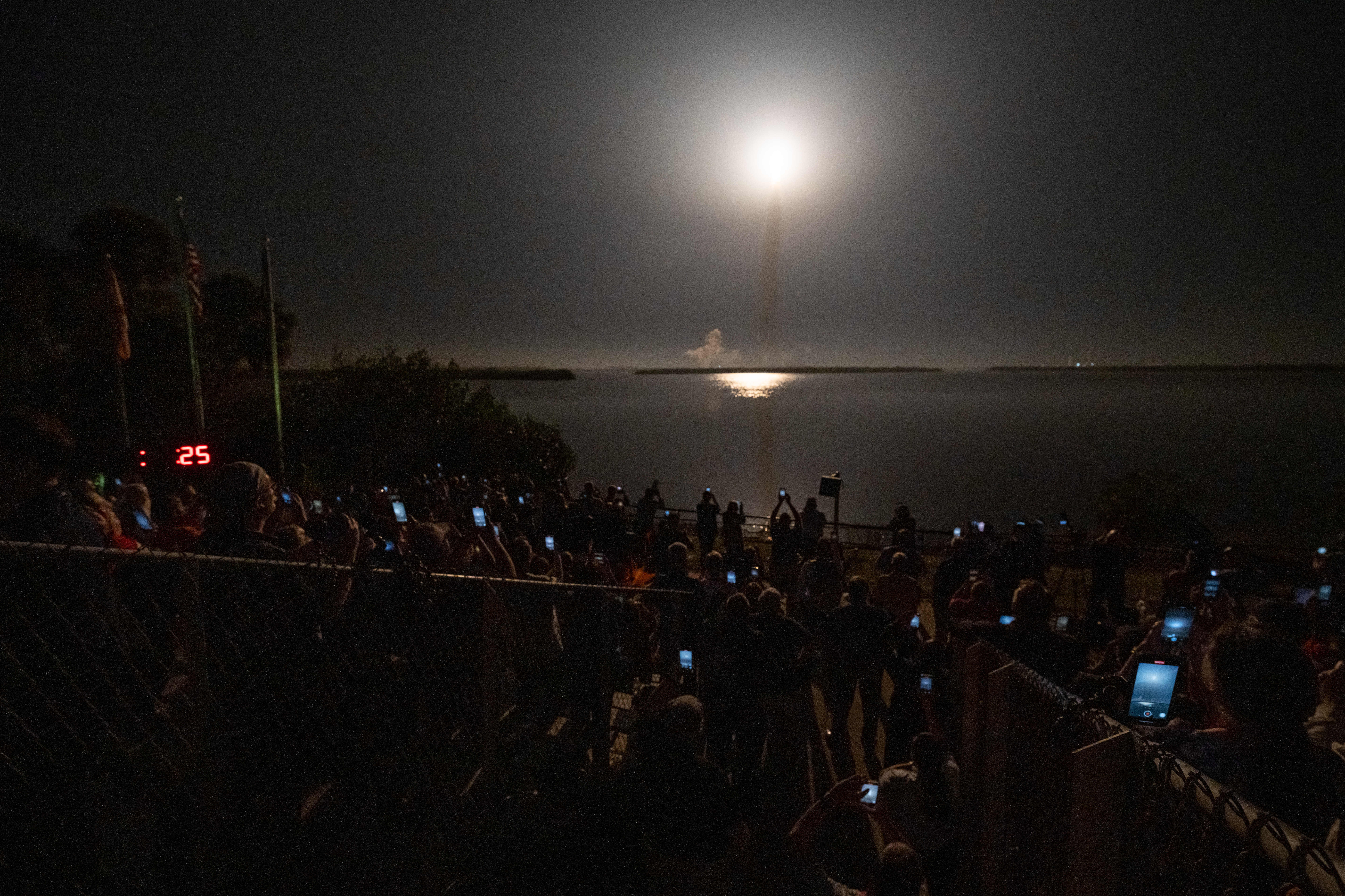 rocket launch seen from banana creek in florida